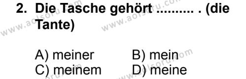Almanca 2 Dersi 2012-2013 Yılı 1. Dönem Sınavı 2. Soru