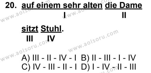 Almanca 4 Dersi 2011-2012 Yılı 1. Dönem Sınavı 20. Soru