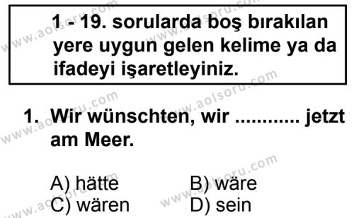 Almanca 6 Dersi 2013 - 2014 Yılı 3. Dönem Sınav Soruları 1. Soru