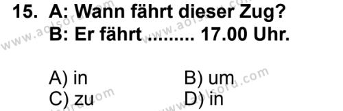 Almanca 8 Dersi 2012-2013 Yılı 1. Dönem Sınavı 15. Soru