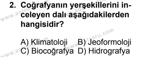Coğrafya 1 Dersi 2012 - 2013 Yılı 3. Dönem Sınav Soruları 2. Soru