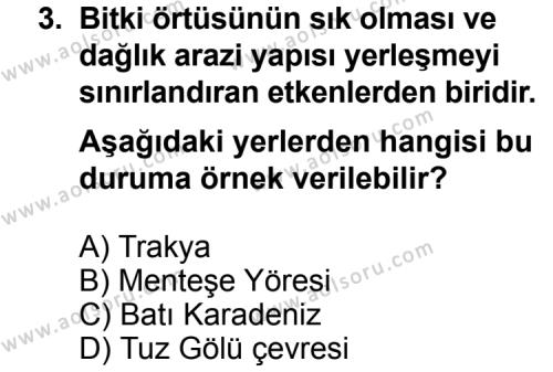 Coğrafya 4 Dersi 2012-2013 Yılı 1. Dönem Sınavı 3. Soru