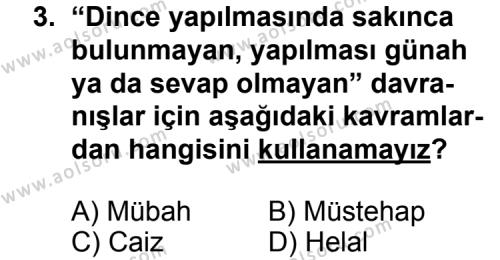 Fıkıh 1 Dersi 2013 - 2014 Yılı 1. Dönem Sınav Soruları 3. Soru