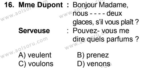 Fransızca 3 Dersi 2017-2018 Yılı 1. Dönem Sınavı 16. Soru