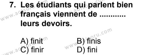 Fransızca 5 Dersi 2013-2014 Yılı 2. Dönem Sınavı 7. Soru