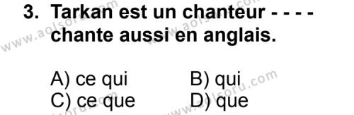 Fransızca 5 Dersi 2014 - 2015 Yılı Ek Sınav Soruları 3. Soru
