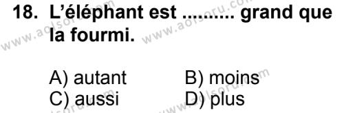 Fransızca 8 Dersi 2011-2012 Yılı 1. Dönem Sınavı 18. Soru