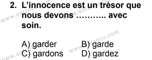 Fransızca 8 Dersi 2011-2012 Yılı 3. Dönem Sınavı 2. Soru
