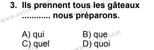 Fransızca 8 Dersi 2013-2014 Yılı 1. Dönem Sınavı 3. Soru