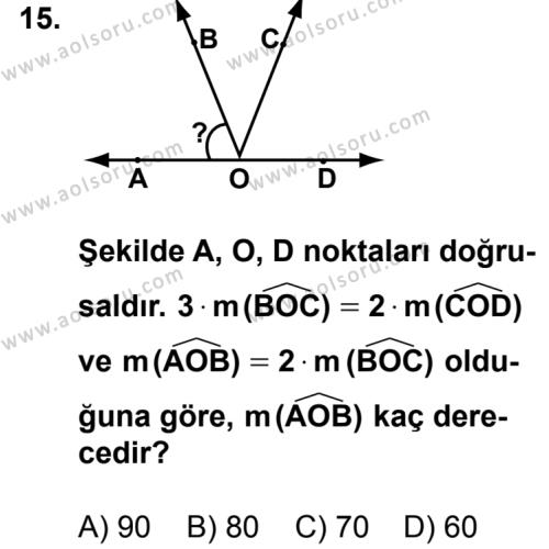 Geometri 3 Dersi 2014-2015 Yılı 1. Dönem Sınavı 15. Soru