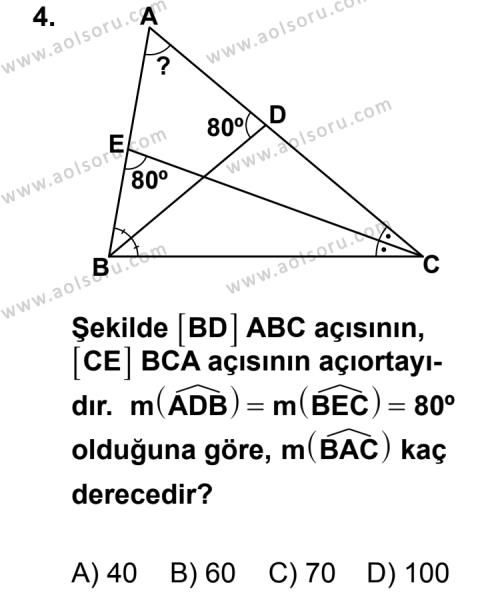 Geometri 4 Dersi 2011 - 2012 Yılı 2. Dönem Sınav Soruları 4. Soru