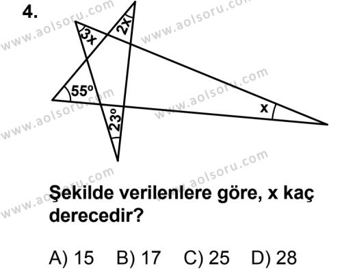 Geometri 5 Dersi 2013 - 2014 Yılı 1. Dönem Sınav Soruları 4. Soru