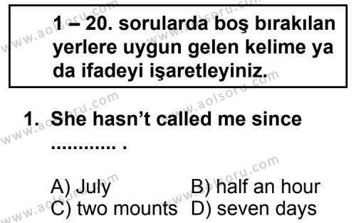 İngilizce 8 Dersi 2012 - 2013 Yılı 1. Dönem Sınav Soruları 1. Soru