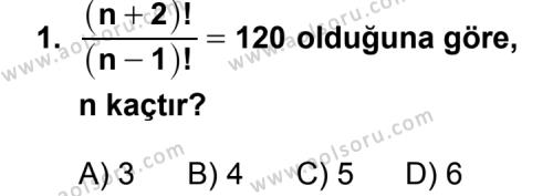 Seçmeli Matematik 2 Dersi 2012 - 2013 Yılı 3. Dönem Sınav Soruları 1. Soru