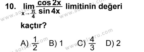 Seçmeli Matematik 3 Dersi 2011-2012 Yılı 1. Dönem Sınavı 10. Soru