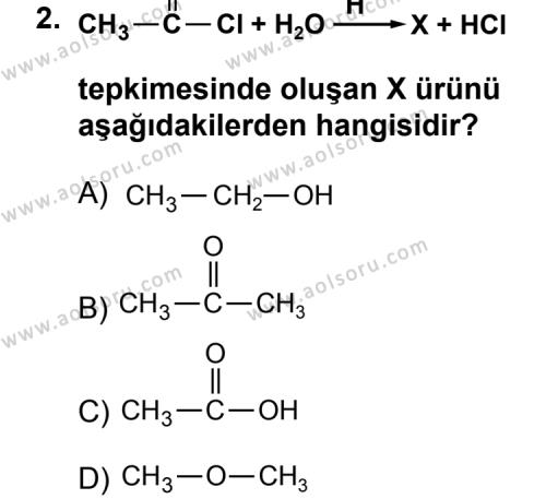 Seçmeli Kimya 4 Dersi 2012-2013 Yılı 1. Dönem Sınavı 2. Soru