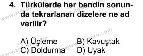 Seçmeli Türk Edebiyatı 4 Dersi 2012 - 2013 Yılı 1. Dönem Sınav Soruları 4. Soru