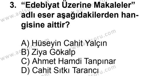 Seçmeli Türk Edebiyatı 7 Dersi 2012 - 2013 Yılı 1. Dönem Sınav Soruları 3. Soru