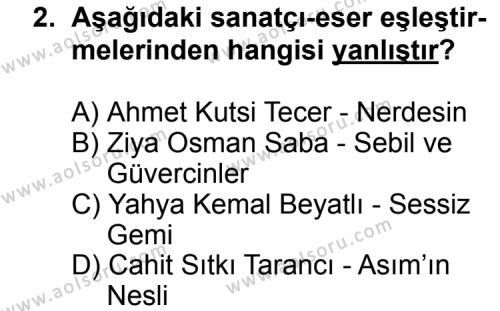 Seçmeli Türk Edebiyatı 8 Dersi 2014-2015 Yılı 1. Dönem Sınavı 2. Soru