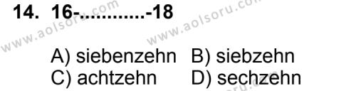 Seçmeli Yabancı Dil Almanca 3 Dersi 2011-2012 Yılı 1. Dönem Sınavı 14. Soru