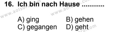 Seçmeli Yabancı Dil Almanca 3 Dersi 2011-2012 Yılı 1. Dönem Sınavı 16. Soru