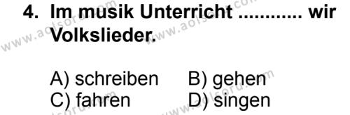 Seçmeli Yabancı Dil Almanca 3 Dersi 2011 - 2012 Yılı Ek Sınav Soruları 4. Soru