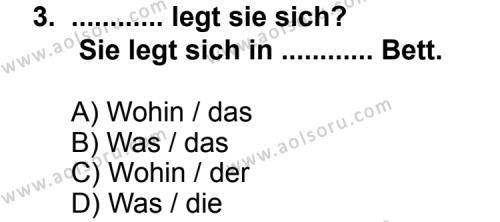 Seçmeli Yabancı Dil Almanca 3 Dersi 2013 - 2014 Yılı 1. Dönem Sınav Soruları 3. Soru