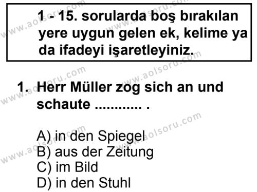 Seçmeli Yabancı Dil Almanca 3 Dersi 2013 - 2014 Yılı 2. Dönem Sınav Soruları 1. Soru