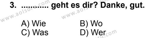 Seçmeli Yabancı Dil Almanca 4 Dersi 2011 - 2012 Yılı Ek Sınav Soruları 3. Soru