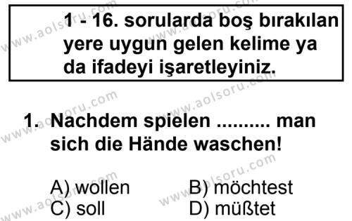 Seçmeli Yabancı Dil Almanca 4 Dersi 2012 - 2013 Yılı 1. Dönem Sınav Soruları 1. Soru