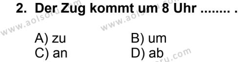 Seçmeli Yabancı Dil Almanca 5 Dersi 2012-2013 Yılı 1. Dönem Sınavı 2. Soru