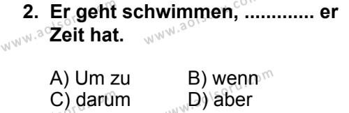 Seçmeli Yabancı Dil Almanca 5 Dersi 2013 - 2014 Yılı 3. Dönem Sınav Soruları 2. Soru