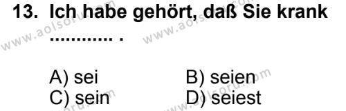 Seçmeli Yabancı Dil Almanca 6 Dersi 2011-2012 Yılı 1. Dönem Sınavı 13. Soru