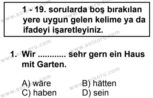 Seçmeli Yabancı Dil Almanca 6 Dersi 2013 - 2014 Yılı 3. Dönem Sınav Soruları 1. Soru