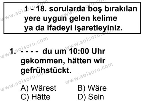 Seçmeli Yabancı Dil Almanca 6 Dersi 2014 - 2015 Yılı 2. Dönem Sınav Soruları 1. Soru