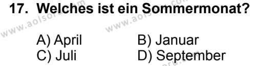 Seçmeli Yabancı Dil Almanca 7 Dersi 2012-2013 Yılı 1. Dönem Sınavı 17. Soru