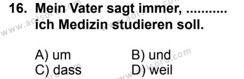 Seçmeli Yabancı Dil Almanca 8 Dersi 2014-2015 Yılı 1. Dönem Sınavı 16. Soru