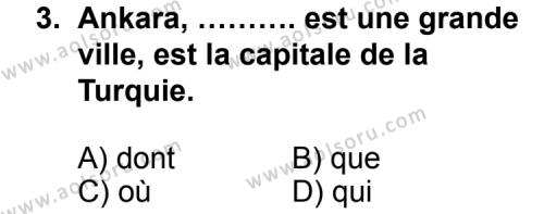 Seçmeli Yabancı Dil Fransızca 5 Dersi 2012 - 2013 Yılı 1. Dönem Sınav Soruları 3. Soru