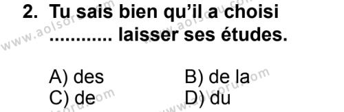 Seçmeli Yabancı Dil Fransızca 7 Dersi 2013 - 2014 Yılı 1. Dönem Sınav Soruları 2. Soru