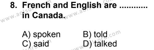 Seçmeli Yabancı Dil ingilizce 8 Dersi 2013-2014 Yılı 2. Dönem Sınavı 8. Soru