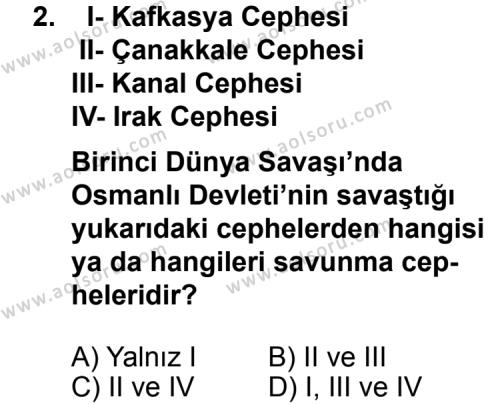 T.C. İnklap Tarihi ve Atatürkçülük 1 Dersi 2011 - 2012 Yılı 2. Dönem Sınav Soruları 2. Soru