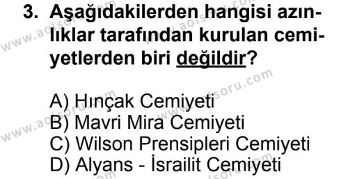 T.C. İnklap Tarihi ve Atatürkçülük 1 Dersi 2011 - 2012 Yılı 2. Dönem Sınav Soruları 3. Soru