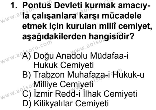 T.C. İnklap Tarihi ve Atatürkçülük 1 Dersi 2012 - 2013 Yılı 3. Dönem Sınav Soruları 1. Soru