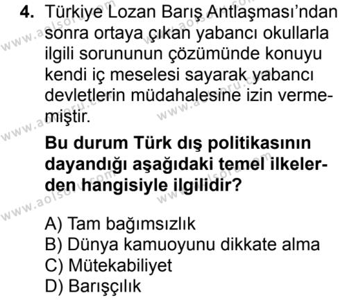 T.C. İnklap Tarihi ve Atatürkçülük 2 Dersi 2018 - 2019 Yılı Ek Sınav Soruları 4. Soru