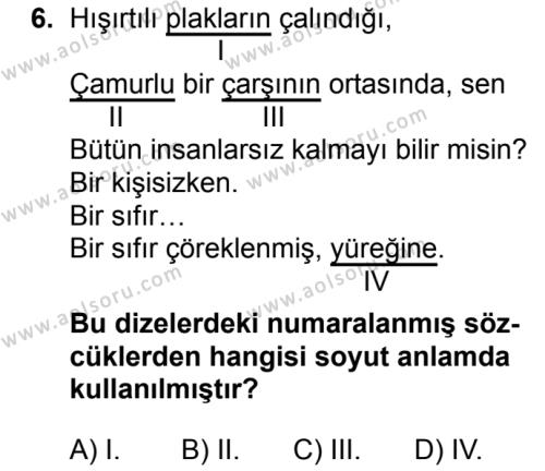 Aol Turk Dili Ve Edebiyati 7 Dersi 2018 2019 Yili 1 Donem Sinavi Aol Soru