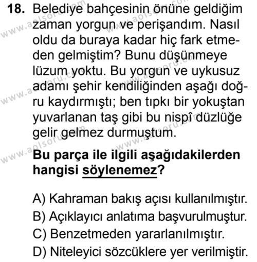 Türk Dili ve Edebiyatı 7 Dersi 2019-2020 Yılı 2. Dönem Sınavı 18. Soru