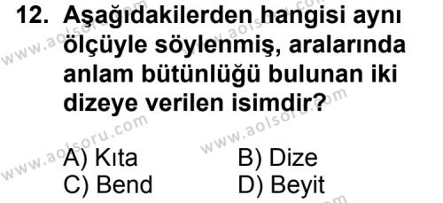 Türk Edebiyatı 1 Dersi 2013-2014 Yılı 1. Dönem Sınavı 12. Soru