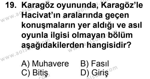 Türk Edebiyatı 2 Dersi 2013-2014 Yılı 1. Dönem Sınavı 19. Soru