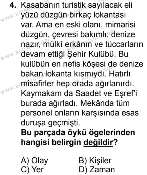 Türk Edebiyatı 2 Dersi 2015 - 2016 Yılı 3. Dönem Sınav Soruları 4. Soru
