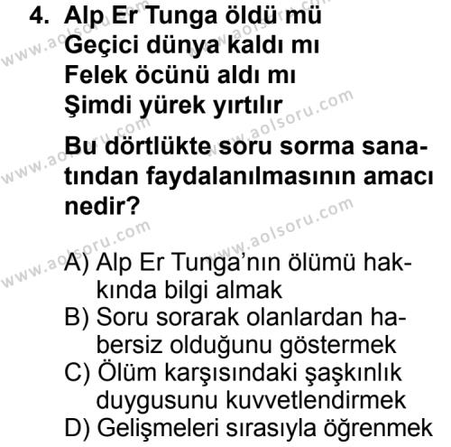 Türk Edebiyatı 3 Dersi 2011 - 2012 Yılı Ek Sınav Soruları 4. Soru